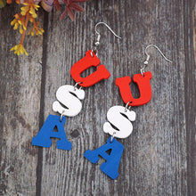 Carregar imagem no visualizador da galeria, USA Wooden Letter Dangle Earrings
