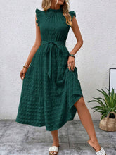 Load image into Gallery viewer, Tied Ruffled Cap Sleeve Midi Dress
