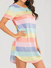 Carregar imagem no visualizador da galeria, Striped Round Neck Short Sleeve Tee Dress
