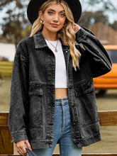 Carregar imagem no visualizador da galeria, Dropped Shoulder Denim Jacket with Pockets
