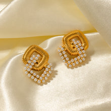 Carregar imagem no visualizador da galeria, 18K Gold-Plated Stainless Steel Square Earrings
