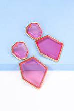 Carregar imagem no visualizador da galeria, Geometrical Shape Zinc Alloy Frame Resin Dangle Earrings
