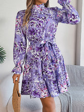 Carregar imagem no visualizador da galeria, Printed Mock Neck Flounce Sleeve Mini Dress
