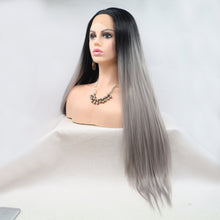 Carregar imagem no visualizador da galeria, 13*3&quot; Lace Front Wigs Synthetic Long Straight 24&quot; 130% Density
