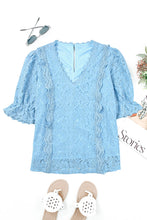 Load image into Gallery viewer, Lace V-Neck Flounce Sleeve Top
