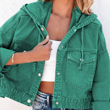 Carregar imagem no visualizador da galeria, Hooded Dropped Shoulder Denim Jacket
