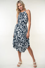 Load image into Gallery viewer, White Birch Tied Ruched Floral Sleeveless Knee Length Dress
