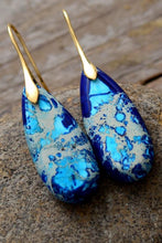 Carregar imagem no visualizador da galeria, Handmade Teardrop Shape Natural Stone Dangle Earrings
