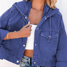 Carregar imagem no visualizador da galeria, Hooded Dropped Shoulder Denim Jacket
