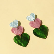 Load image into Gallery viewer, Acrylic Heart Dangle Earrings
