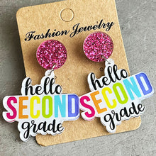 Carregar imagem no visualizador da galeria, HELLO SECOND GRADE Acrylic Dangle Earrings
