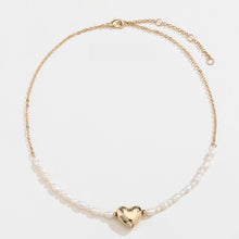 Load image into Gallery viewer, Gold-plated Pearl Chain Heart Pendant Necklace
