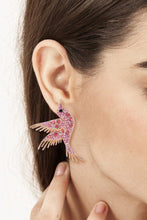 Carregar imagem no visualizador da galeria, Bird Shape Zinc Alloy Frame Glass Stone Dangle Earrings
