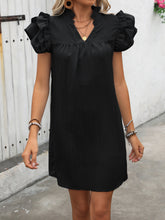 Load image into Gallery viewer, Ruffled Notched Cap Sleeve Mini Dress
