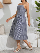 Load image into Gallery viewer, Smocked Plaid Square Neck Cami Dress
