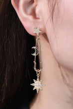 Load image into Gallery viewer, Inlaid Pearl Star and Moon Drop Earrings
