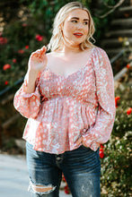 Load image into Gallery viewer, Plus Size Floral Smocked Flounce Sleeve Blouse
