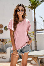 Load image into Gallery viewer, Eyelet Flutter Sleeve Short Sleeve Top
