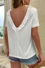 Load image into Gallery viewer, Round Neck Ruffled Short Sleeve Blouse
