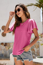 Load image into Gallery viewer, Eyelet Flutter Sleeve Short Sleeve Top
