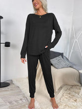 Carregar imagem no visualizador da galeria, Round Neck Top and Drawstring Pants Lounge Set
