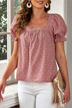 Load image into Gallery viewer, Polka Dot Square Neck Flounce Sleeve Top
