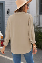 Load image into Gallery viewer, Textured Johnny Collar Three-Quarter Sleeve Blouse
