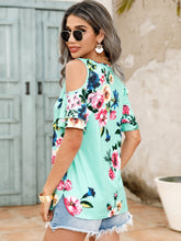 Load image into Gallery viewer, Floral Cold-Shoulder Short Sleeve Top
