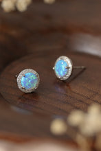 Load image into Gallery viewer, 925 Sterling Silver Platinum-Plated Opal Round Stud Earrings
