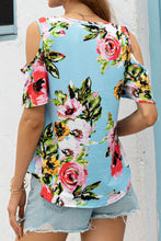 Load image into Gallery viewer, Floral Cold-Shoulder Round Neck Top
