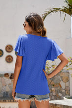 Load image into Gallery viewer, Eyelet Flutter Sleeve Short Sleeve Top
