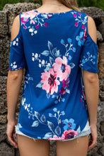 Load image into Gallery viewer, Floral Cold-Shoulder Round Neck Top
