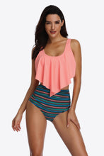 Load image into Gallery viewer, Two-Tone Ruffled Two-Piece Swimsuit
