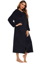 Carregar imagem no visualizador da galeria, Zip Front Hooded Night Dress with Pockets
