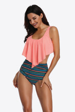 Load image into Gallery viewer, Two-Tone Ruffled Two-Piece Swimsuit
