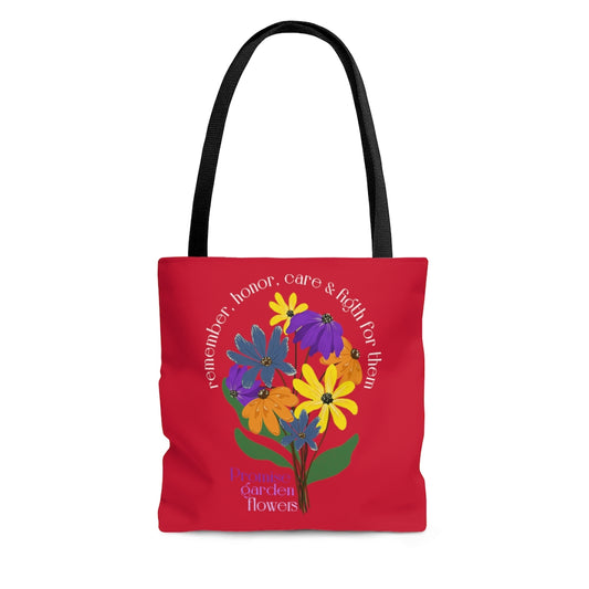 Red Tote Bag - Promise Garden Flowers