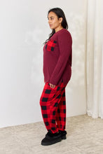 Carregar imagem no visualizador da galeria, Zenana Full Size Plaid Round Neck Top and Pants Pajama Set
