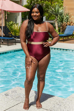 Load image into Gallery viewer, Marina West Swim Wave Break Contrast Trim One-Piece in Wine
