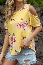 Load image into Gallery viewer, Floral Cold-Shoulder Round Neck Top
