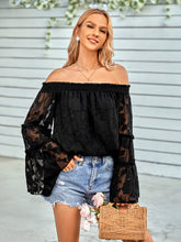 Load image into Gallery viewer, Applique Flounce Sleeve Off-Shoulder Blouse
