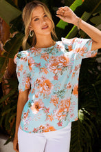 Load image into Gallery viewer, Summer Lover Floral Puff Sleeve Round Neck Blouse
