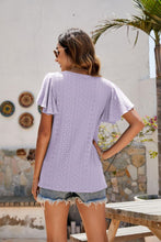 Load image into Gallery viewer, Eyelet Flutter Sleeve Short Sleeve Top
