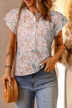 Load image into Gallery viewer, Floral Half-Button Flutter Sleeve Blouse
