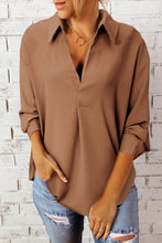 Load image into Gallery viewer, Textured Johnny Collar Three-Quarter Sleeve Blouse
