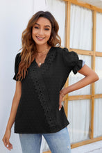 Load image into Gallery viewer, Swiss Dot Lace Trim Flounce Sleeve Blouse
