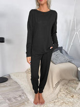 Carregar imagem no visualizador da galeria, Round Neck Top and Drawstring Pants Lounge Set
