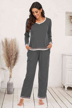 Load image into Gallery viewer, V-Neck Top and Pants Lounge Set
