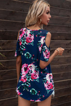 Load image into Gallery viewer, Floral Cold-Shoulder Round Neck Top
