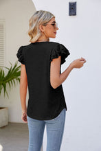 Load image into Gallery viewer, Smocked Flutter Sleeve V-Neck Top
