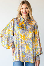 Load image into Gallery viewer, First Love Full Size Floral Lantern Sleeve Blouse
